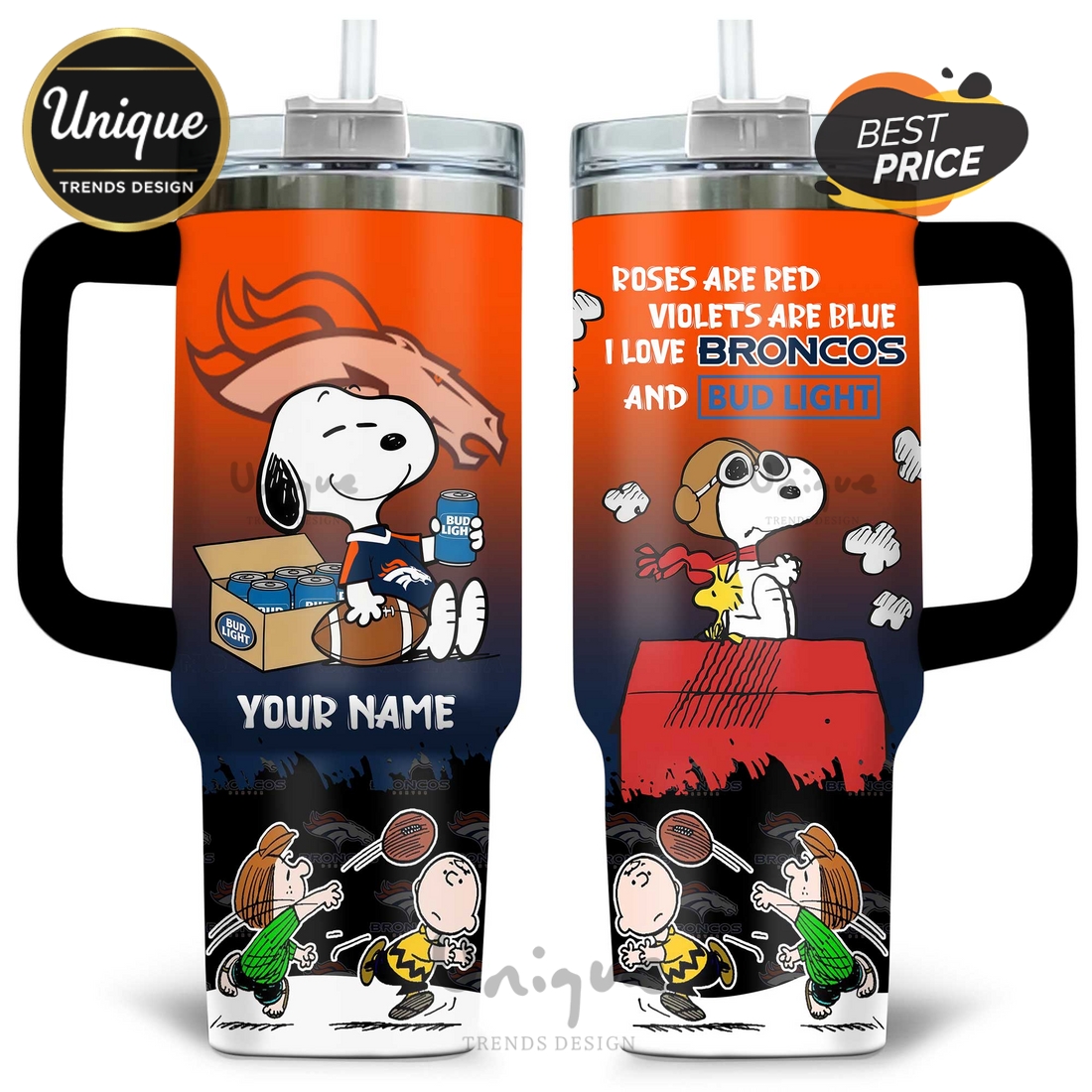 Denver Broncos Snoopy Roses Are Red Personalized Stainless Steel Tumbler Denver Broncos Snoopy Roses Are Red Personalized Stainless Steel Tumbler