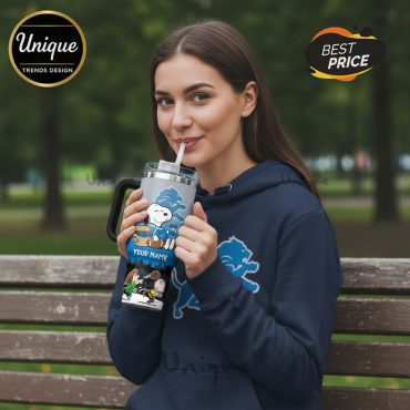 Detroit Lions Snoopy Bud Light Personalized 40oz Tumbler