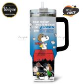 Tumbler with Snoopy, Woodstock, Charlie Brown, Lucy, 'Roses are red, violets are blue, I love Lions and Bud Light' text.!