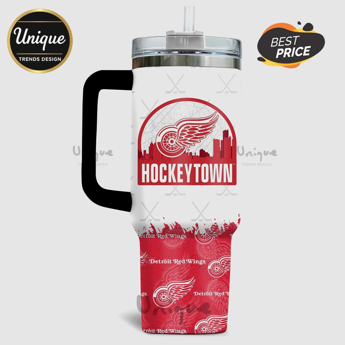 Detroit Red Wings Hockey Town 40oz Stanley Style Tumbler Detroit Red Wings Hockey Town 40oz Stanley Style Tumbler
