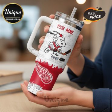 Detroit Red Wings Snoopy Hockeytown Personalized Stanley Tumbler
