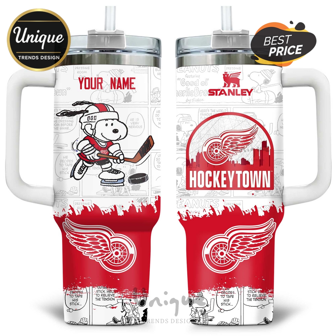 Detroit Red Wings Snoopy Hockeytown Personalized Stanley Tumbler Detroit Red Wings Snoopy Hockeytown Personalized Stanley Tumbler