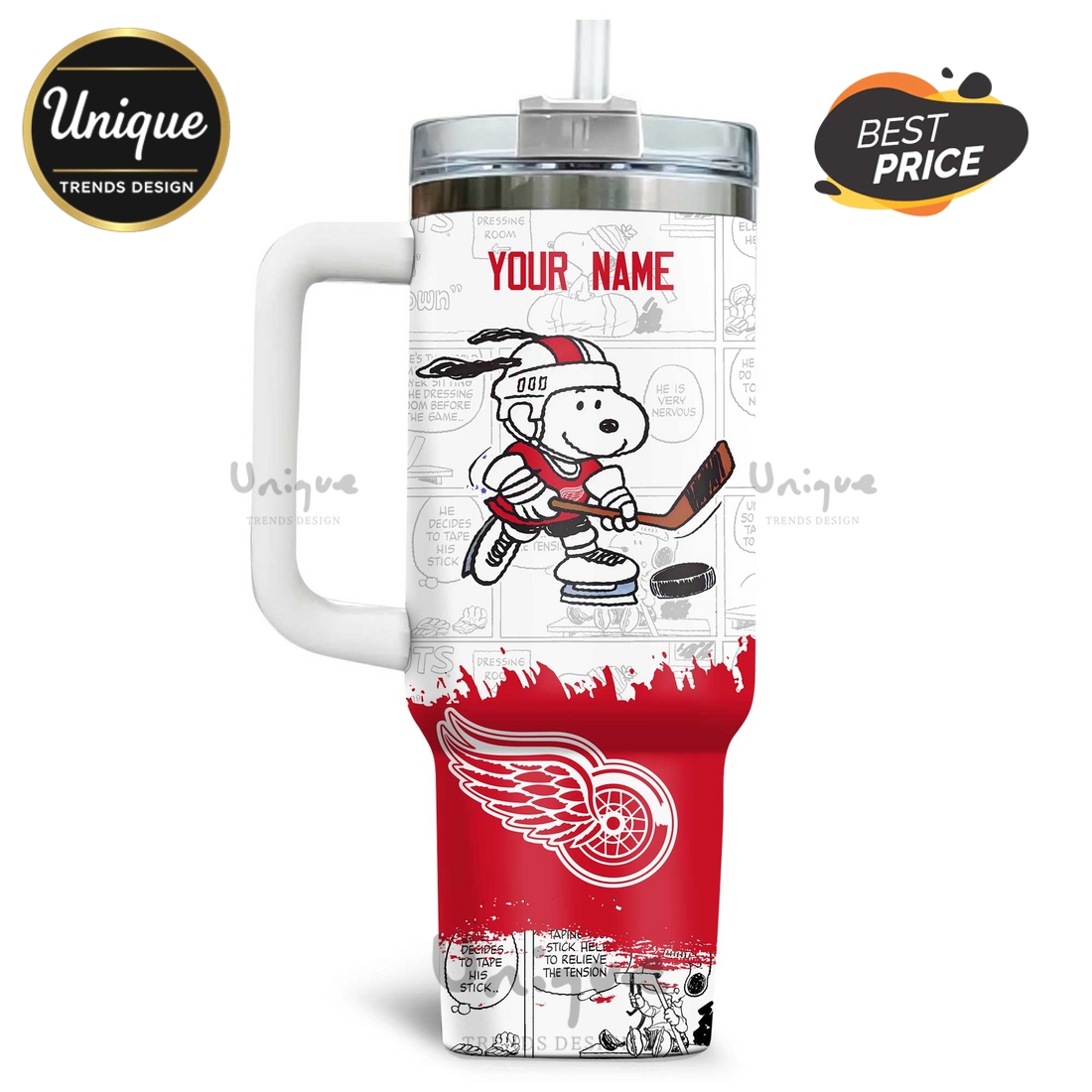 Detroit Red Wings Snoopy Hockeytown Personalized Stanley Tumbler Detroit Red Wings Snoopy Hockeytown Personalized Stanley Tumbler