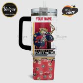 Florida Panthers hockey tumbler with custom name and panther cartoon!