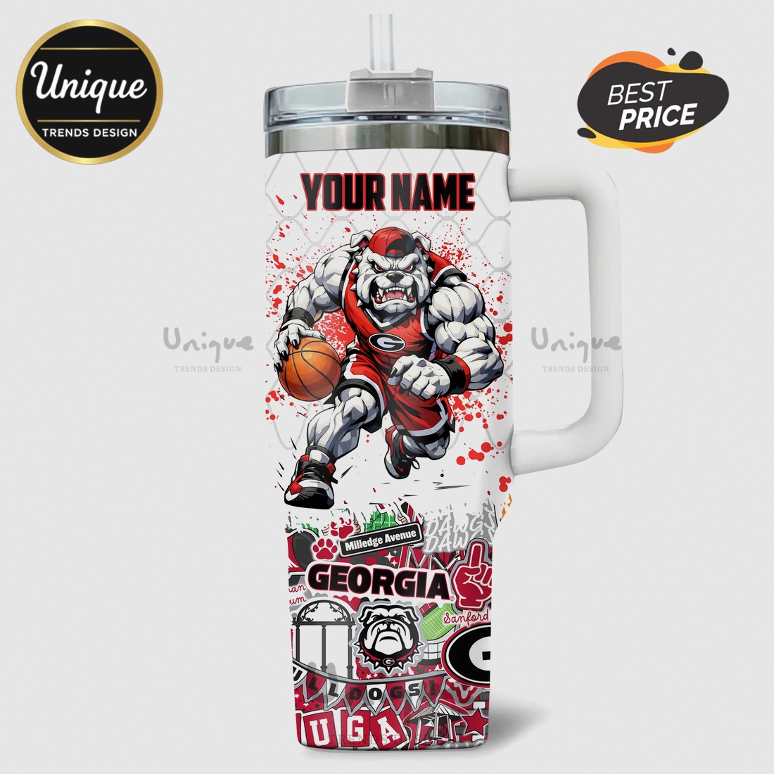 Georgia Bulldogs Basketball 40oz Stanley Tumbler Georgia Bulldogs Basketball 40oz Stanley Tumbler