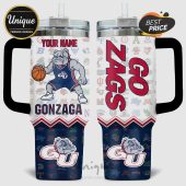 Custom Gonzaga Bulldogs tumbler with bulldog mascot, school logos, and space for a personalized name.!
