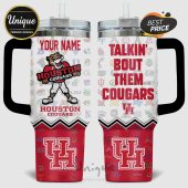 Houston Cougars themed tumbler with college logos and space for a custom name!