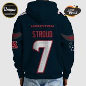 Back of a hoodie with 'Houston' and 'Stroud' above the number '7', plus Texans logos.!