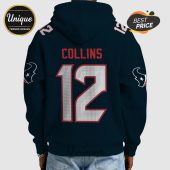 Back of a hoodie featuring 'COLLINS' and the number '12', plus team logos on the sleeves.!