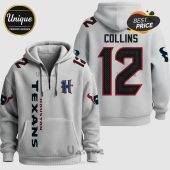 Houston Texans themed hoodie with 'Collins 12' on the back, Texans logo and team name on the front.!