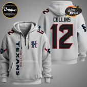 White hoodie with Houston Texans design featuring player number 12 and name COLLINS.!