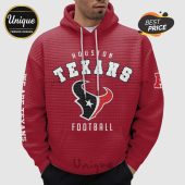 Red Houston Texans hoodie with team logo and 'Football' text.!