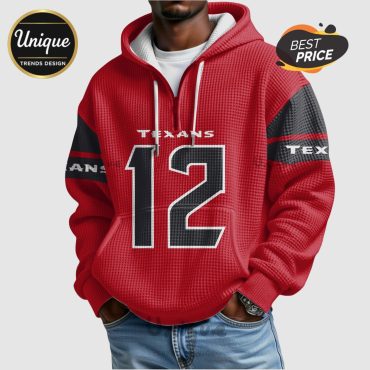Houston Texans Nico Collins  12 Player Waffle Quarter Zip Hoodie