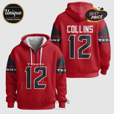 Houston Texans Nico Collins  12 Player Waffle Quarter Zip Hoodie