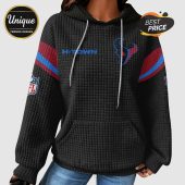 Black hoodie with Houston Texans logo and H-Town text. NFL logo on the left sleeve with red and blue stripes.!