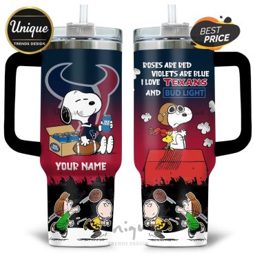 Houston Texans Snoopy Bud Light Personalized 40oz Tumbler