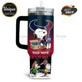 Personalized Houston Texans Snoopy Bud Light 40oz Tumbler - Show your team spirit with a custom tumbler!