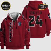 Maroon hoodie with 'TEXANS Houston' text, logo, and number '24 Stingley JR' design.!