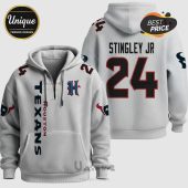 Houston Texans hoodie with 'TEXAS', 'HOUSTON', 'STINGLEY JR' and number 24 design.!