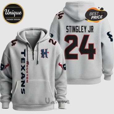 Houston Texans Stingley Jr. 24 NFL Quarter Zip Waffle Hoodie