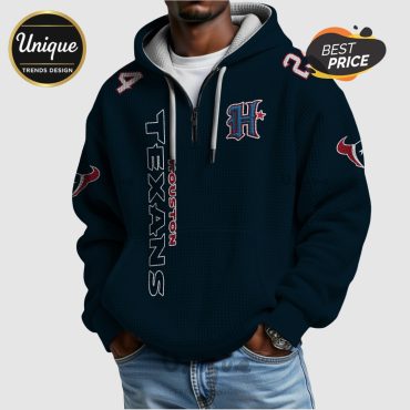 Houston Texans Stingley Jr. 24 Quarter-Zip Waffle Hoodie Houston Texans Stingley Jr. 24 Quarter-Zip Waffle Hoodie