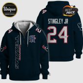 Front and back view of a dark blue hoodie with Stingley Jr, number 24 and the Houston Texans logo.!