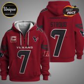 Houston Texans Stroud #7 hoodie with team logos and colors on front and back.!