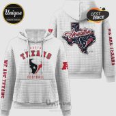White hoodie with Houston Texans graphics and 'WE ARE TEXANS' on the sleeves.!