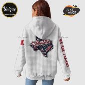 Houston Texans design on white hoodie. Texas state outline with team logos and 'We Are Texans' text on sleeve.!