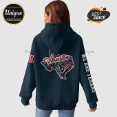 Hoodie with Texas outline filled with Texans logos and Houston text. 'We Are Texans' on sleeve.!
