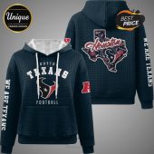 Houston Texans themed hoodie featuring Texas map and team logos.!