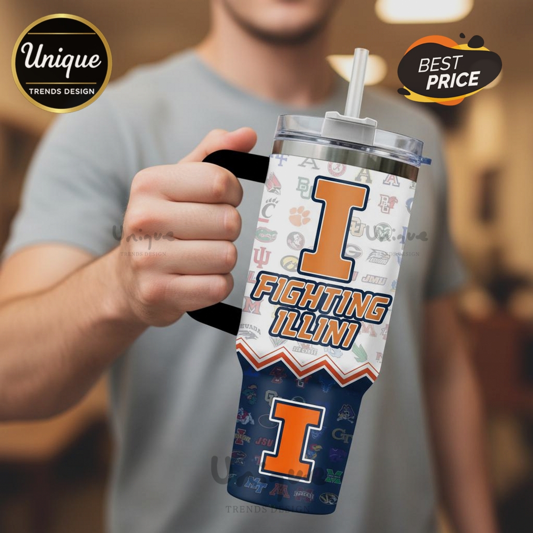Illinois Fighting Illini NCAA Basketball Slogan 40oz Tumbler Illinois Fighting Illini NCAA Basketball Slogan 40oz Tumbler