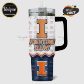 Fighting Illini themed tumbler with university logos. Text: Fighting Illini.!