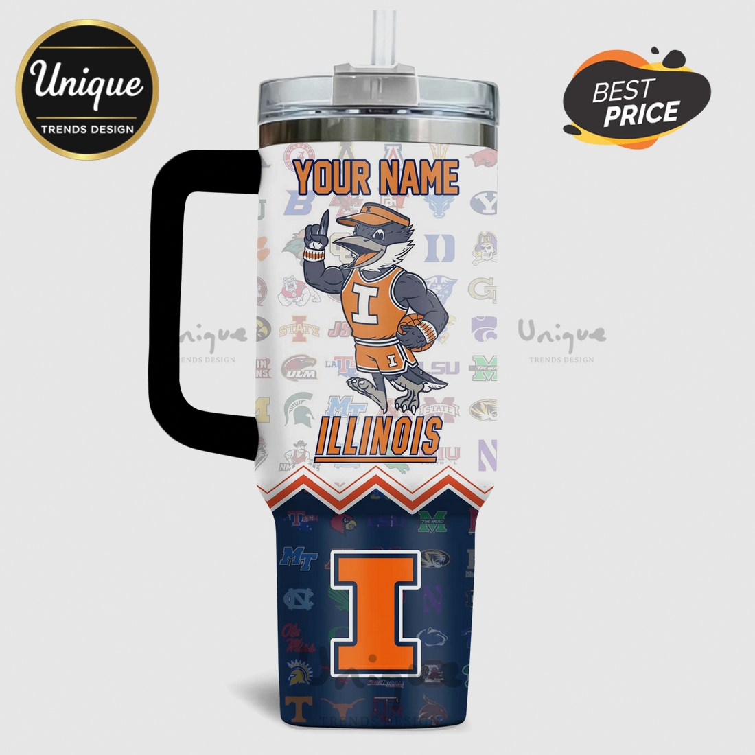 Illinois Fighting Illini NCAA Basketball Slogan 40oz Tumbler Illinois Fighting Illini NCAA Basketball Slogan 40oz Tumbler