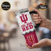 Indiana Hoosiers themed tumbler with school logos and 'Go Big Red' text!