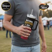 The mug reads National Champions 2026 with palm tree graphics and location text.!