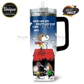 Tumbler with Snoopy, Woodstock, Charlie Brown, and Peppermint Patty playing football, plus 'I love Colts and Bud Light' text.!