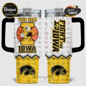 Iowa Hawkeyes Fight For Iowa tumbler with college logos and a space for a custom name.!