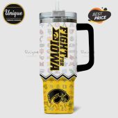 Fight For Iowa tumbler featuring college logos and a straw.!