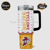 Cyclone Nation design tumbler featuring various college logos and colors.!