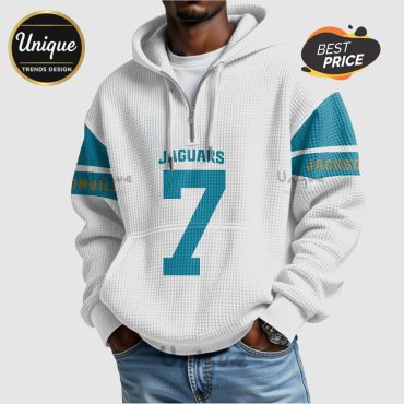 Jacksonville Jaguars Brian Thomas Jr  7 NFL Quarter Zip Waffle Hoodie