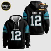 Black Jacksonville Jaguars hoodie with the name HUNTER and the number 12 on the back and JAGUARS 12 on the front.!