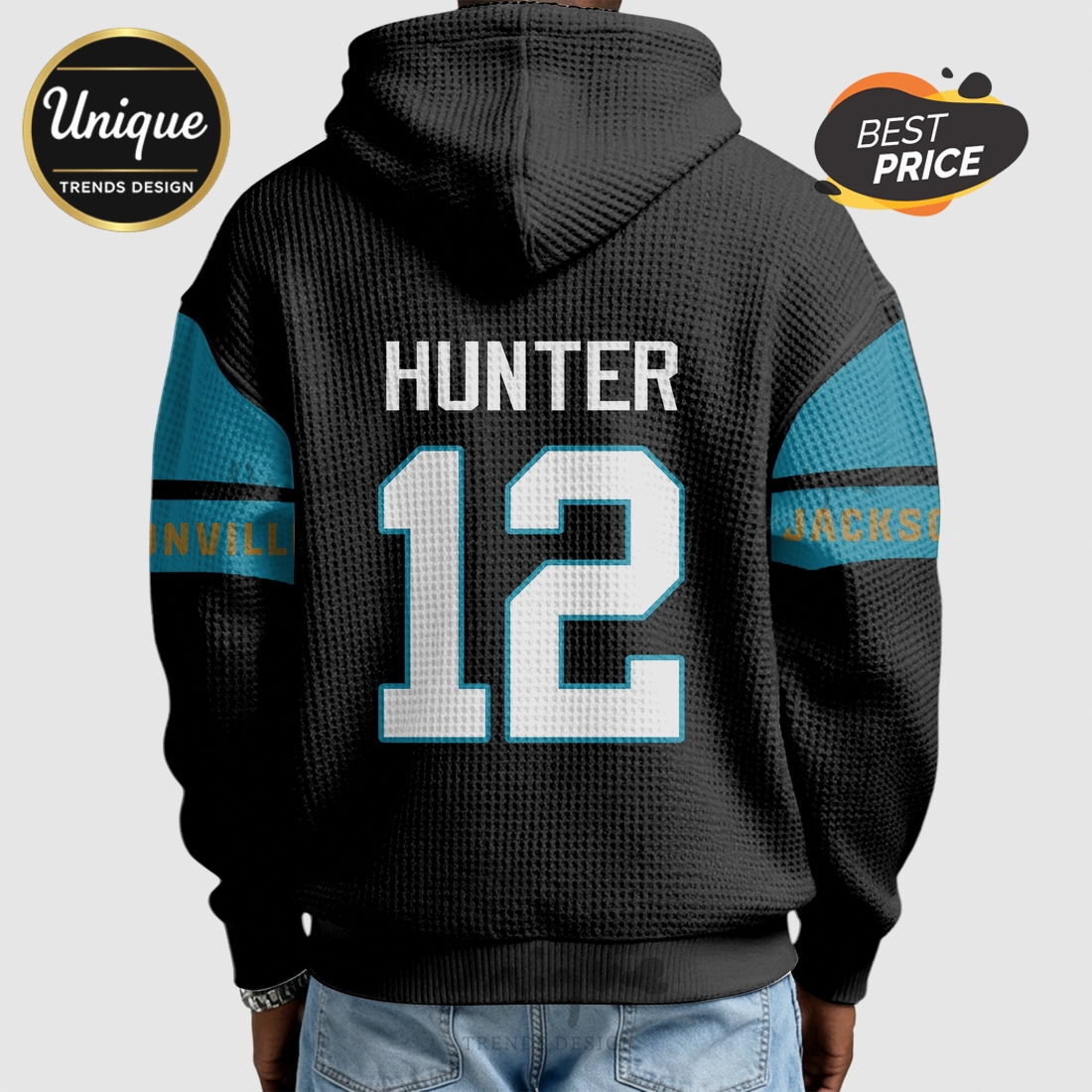 Jacksonville Jaguars Hunter 12 NFL Quarter Zip Waffle Hoodie Jacksonville Jaguars Hunter 12 NFL Quarter Zip Waffle Hoodie