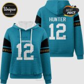 Jaguars-themed hoodie with 'Hunter' and '12' on the back and 'Jaguars' and '12' on the front.!