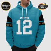 Jacksonville Jaguars themed hoodie with number 12 and team colors.!
