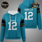 Blue hooded sweatshirt with Jaguars design, number 12, and 'Hunter' on the back.!
