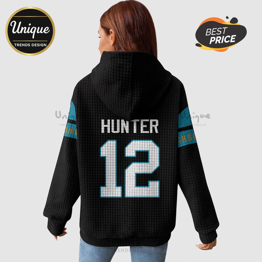 Jacksonville Jaguars Hunter 12 NFL Waffle Pullover Hoodie Jacksonville Jaguars Hunter 12 NFL Waffle Pullover Hoodie