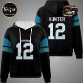 Black hoodie with Jaguars theme, number 12, and 'HUNTER' name on the back.!