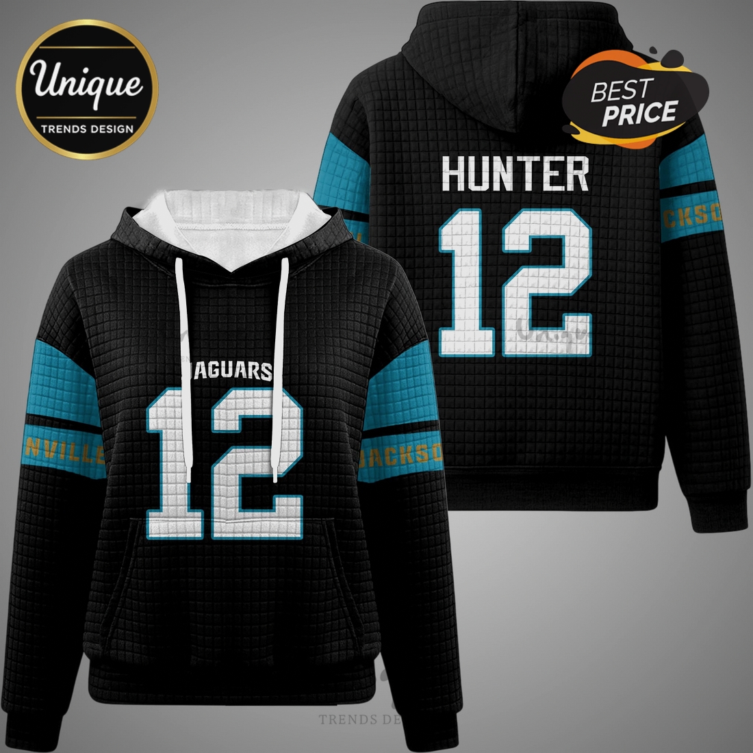 Jacksonville Jaguars Hunter 12 NFL Waffle Pullover Hoodie Jacksonville Jaguars Hunter 12 NFL Waffle Pullover Hoodie