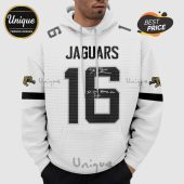 Jacksonville Jaguars hoodie featuring the team name, jersey numbers 16 and 91, and jaguar logo.!